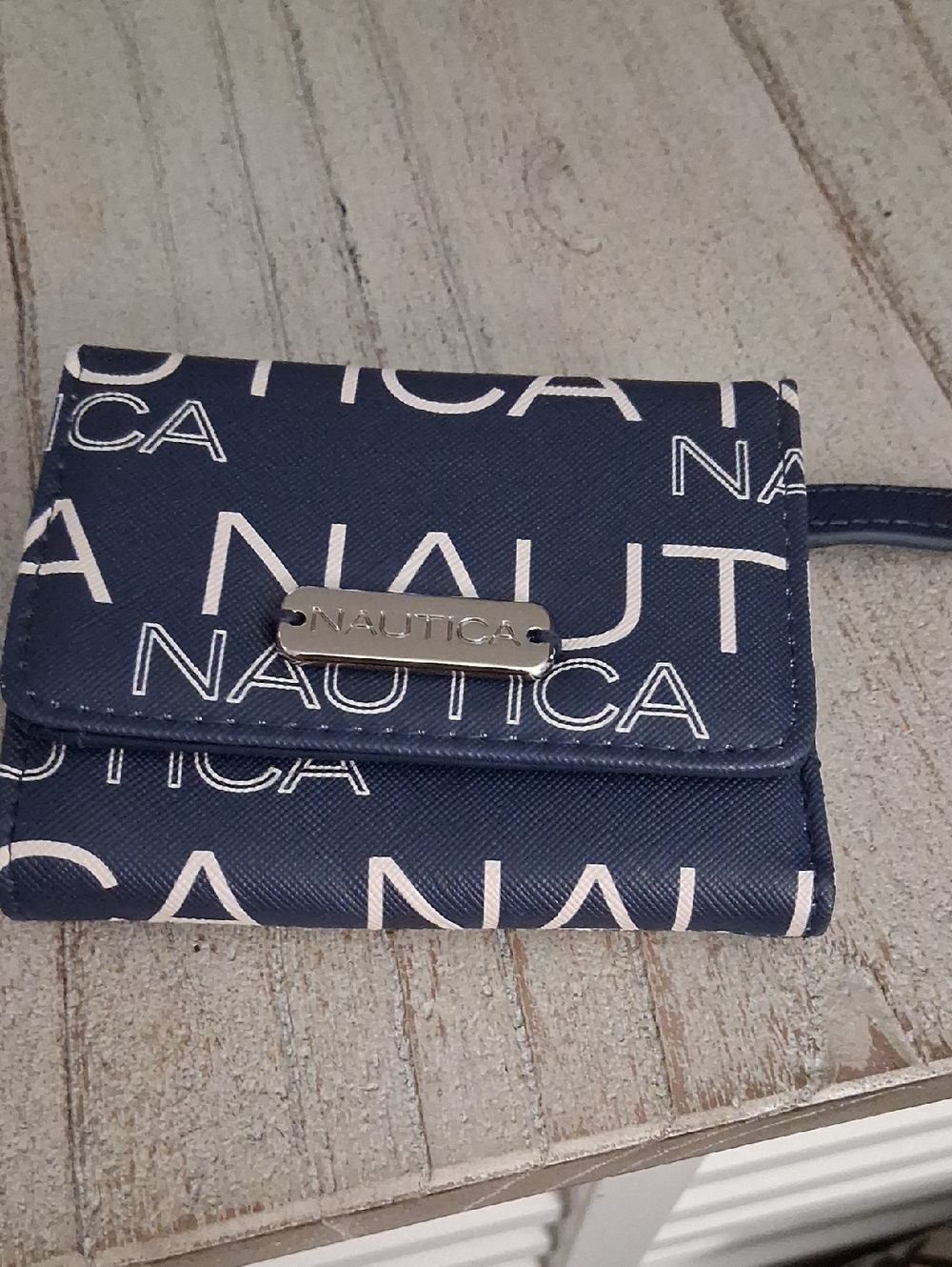 Nautica Navy and White Logo Wristlet Card Holder